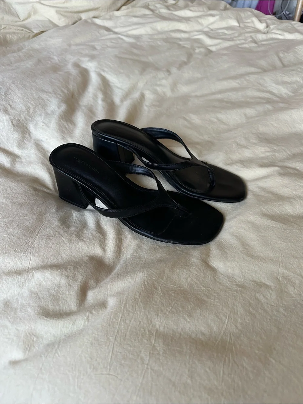 14th and Union Women’s Black Square-Toe Block Heel Sandals